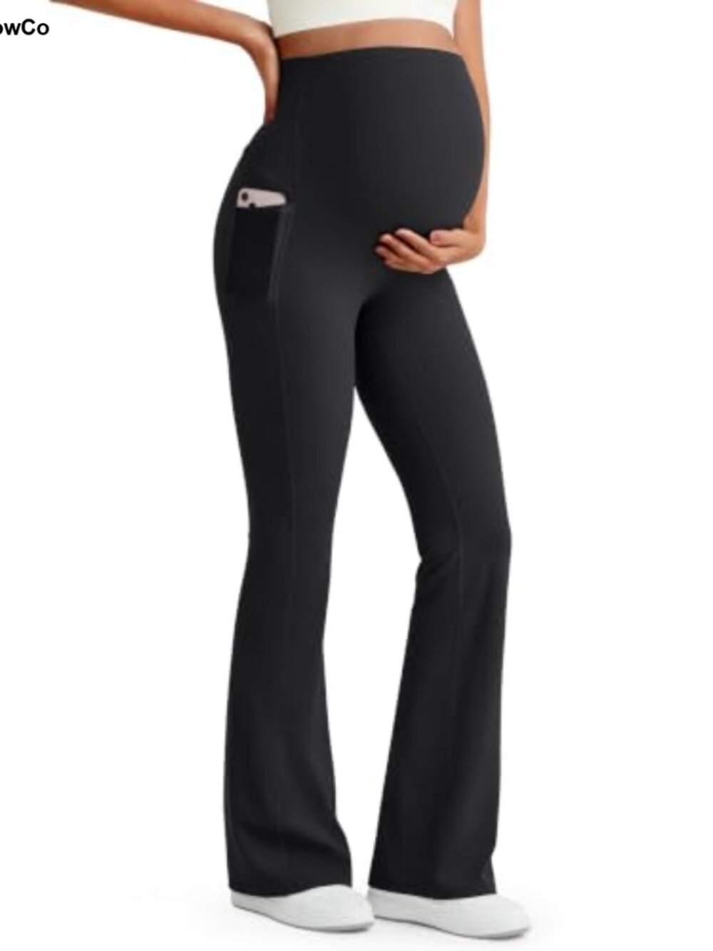 Maternity Flare Leggings Pregnancy Dress Pants Work Pull On High Rise